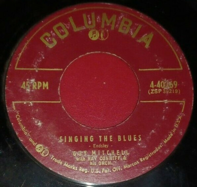 Vintage 45RPM Record : Guy Mitchell, Singing the Blues / Crazy with Love