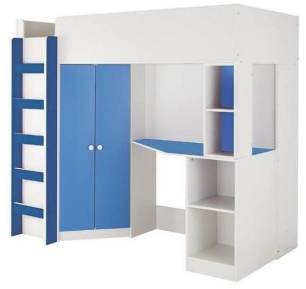 Kidspace New Metro High Sleeper Bed Desk Wardrobe Shelves