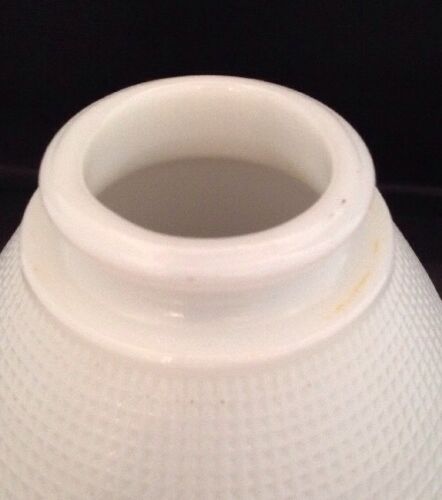 VINTAGE WHITE MILK GLASS TORCHIERE LIGHT SHADE WAFFLE PATTERN