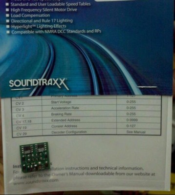 Soundtraxx 852001 MC1H102P8 Decoder NMRA 8 Pin 2 Function          MODELRRSUPPLY