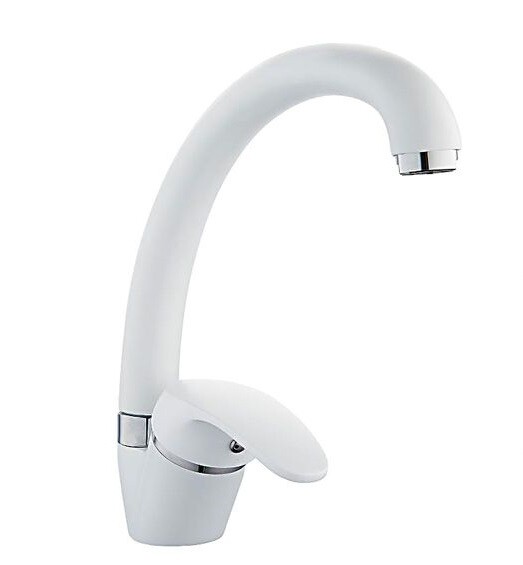 Cucina Miscelatore Rubinetto Lavello Monocomando Colore Bianco Canna Bassa dfh