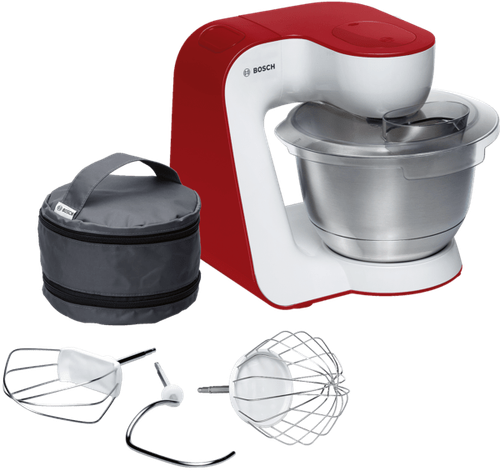Bosch MUM54R00 MUM5 Küchenmaschine Weiß Rot starker 900 Watt Motor 2 kg R.teig
