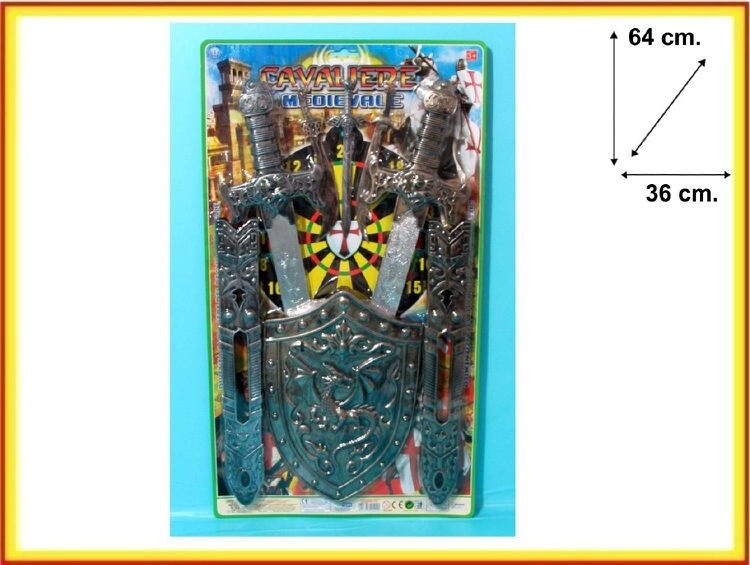 Il Cavaliere Medievale Scudo Con 2 Spade Gioco Giocattolo Bambini sar