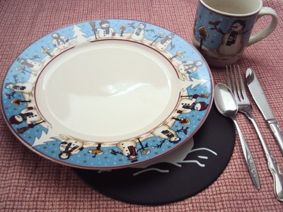 Black Silicone Snowman Kitchen Hot Pad, Table Placemat, Table Trivet, Table Mat