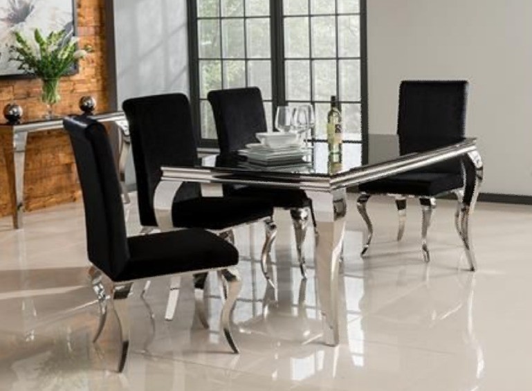 Louis black dining table and 6 black velvet chairs. in Liverpool, Merseyside Gumtree