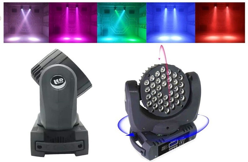Testa Mobile 36 Led Professionale Zoom DMX Illuminazione Faretto Discoteca cir