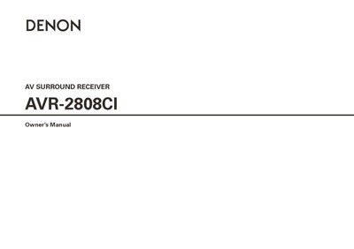 Denon AVR-2808CI AV Receiver Owners Manual