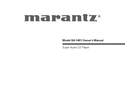 Marantz SA-14S1 CD Plyer Owners Instruction Manual