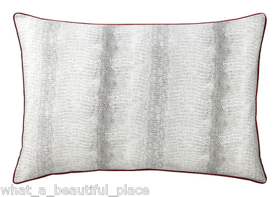2 DKNY Urban Safari Standard Queen Shams Gray White Red Piped Python Snake Print