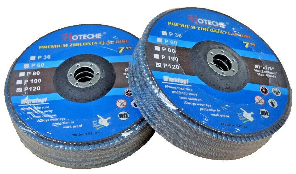 Lot of (10) Premium Zirconia Flap Disc Grinding Wheel 7" x 7/8" 120 Grit 7103712