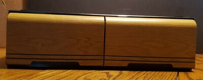 Vintage Video Cassette VHS Holder Storage Cabinet Holds 18 Tapes Faux Wood 1980s
