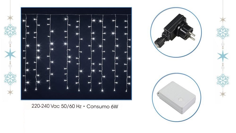 Luci natalizie effetto pioggia tenda luminosa esterno 264 led luce bianca dfh