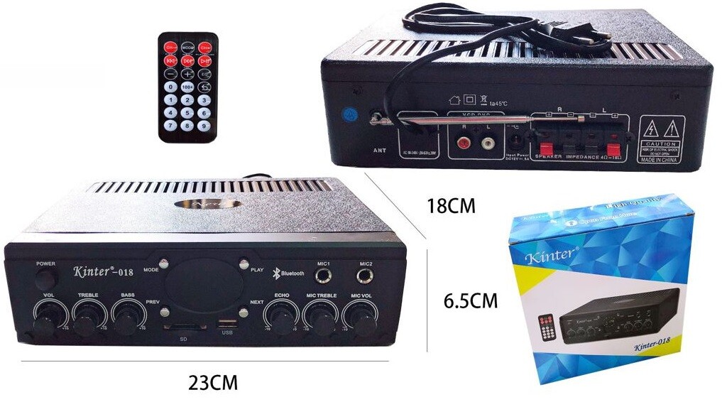 Kinter-018 HiFi Amplificatore 2.0CH 30W Audio Stereo Con Microfono cir