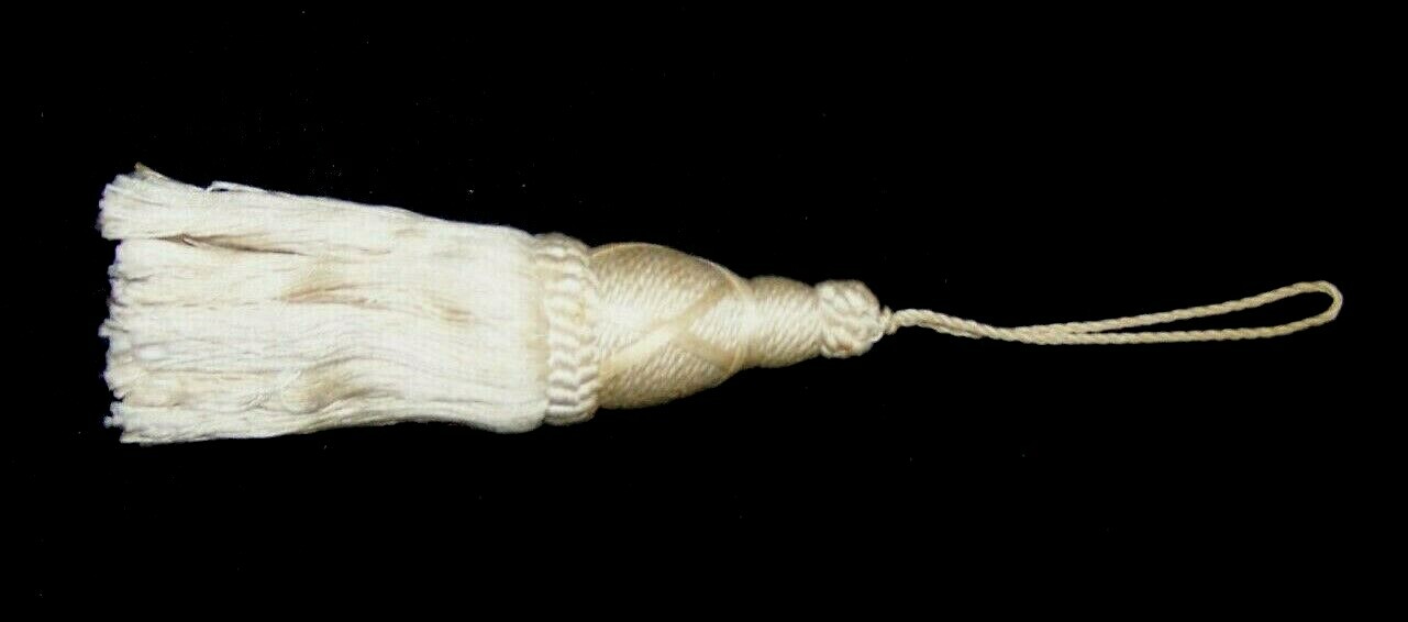 SINGLE VINTAGE DRAPE CURTAIN TASSELS WITH ROPE-FANCY-CREAM-ART-DESIGN-CRAFT