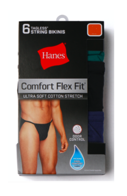 Hanes New Men's Cotton Stretch String Bikinis Comfort Flex Fit