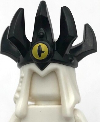 Lego New White Minifigure Headgear Hood Molded Black Crown 7 Spikes Part
