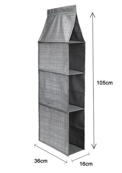 Organizer Armadio Portatutto Pensile Tessuto Scarpe Borse 4 Posti 36x16x105 dfh