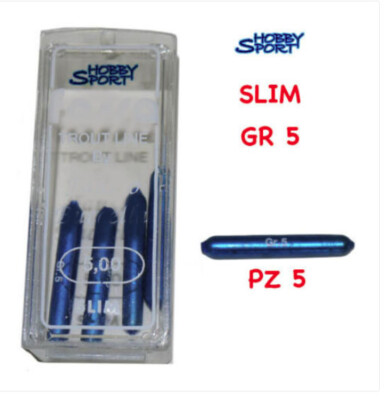 PIOMBO SLIM TREMARELLA FASSA GR 5 PLASTIFICATO BLU CONF 5 PZ  PESCA TROTA LAGO