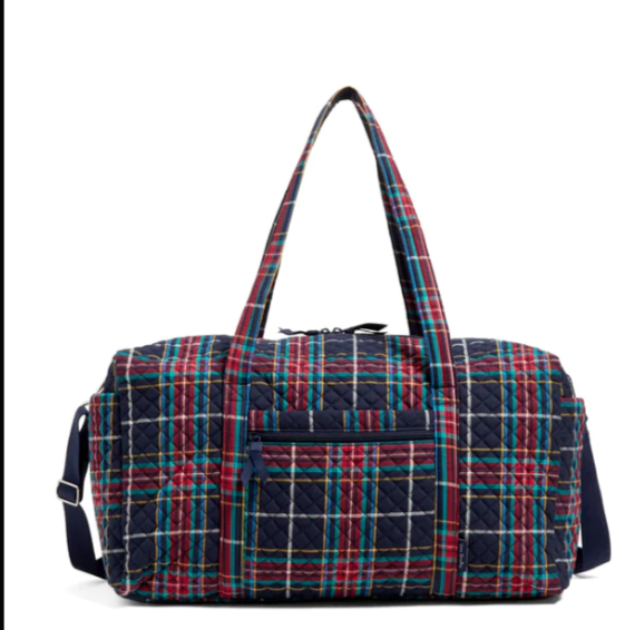 Vera Bradley TARTAN PLAID Cotton Large 22"TRAVEL duffel carr
