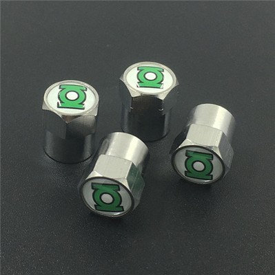4PCS Green Lantern  Bike CarTruck TireWheel Stem Air Valve Caps Covers Y1003