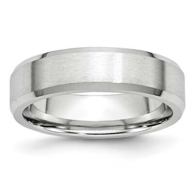 Cobalt Satin and Polished Beveled Edge 6mm Band SZ-9