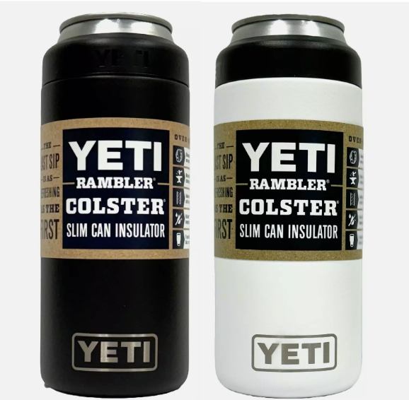 КОМПЛЕКТ ИЗ 2 УПАКОВОК - YETI Rambler Colster 12 унций, Охлаждающий изолятор для тонких банок, БЕЛЫЙ И ЧЕРНЫЙ