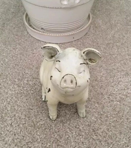 New Farmhouse White Chippy Pig Home Decor