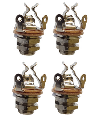 4 Pack Pure Tone Multi Contact Mono 1/4'' Output jack, PTT1-N w/ 2 nuts each