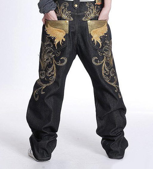 アメリカ発【HELLOICE】Street Hiphop Patch Embroidery Jeans Embroidered Y2k Hip Hop Jeans - Helloice