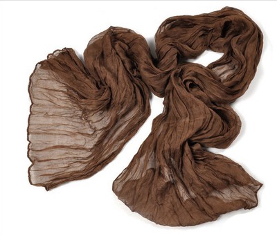 New Womens Soft Scarf cotton Long Crinkle Wrap Wraps Shawl Scarf coffee solid 