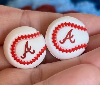 2 Piece Baseball Shaped Silicone Focal Beads DIY Jewelry Pens+ Atlanta Baseball