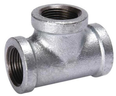 (10 Pack) 2'' NPT Female Tee Galvanized Malleable Iron 150 Pipe T Fitting