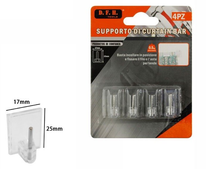 Set 4 Pezzi Staffe Supporti Per Tende Trasparenti dfh
