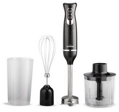 Schäfer 600 W Stabmixer-Set Pürierstab Edelstahl-Mixstab Schnebesen Zerkleinerer