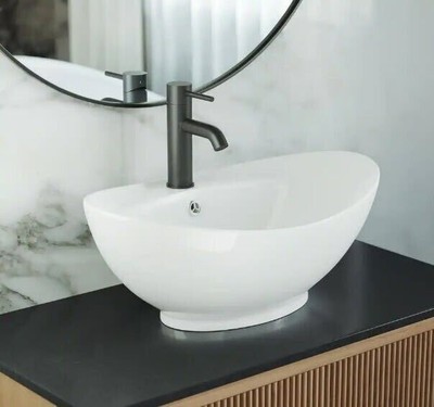 Swiss Madison Ivy SM-VS211 23'' Oval Ceramic Vessel Sink w Faucet Hole - White