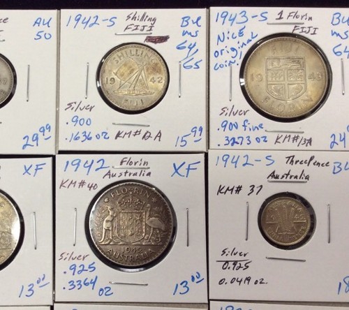 Foreign Silver Coins-Mixed Lot of 8 Countries