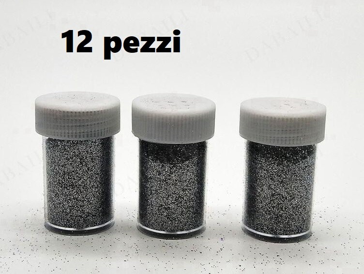 Set 12 Brillantini Glitter Decorazione Porporina Lavoretti Argento 20g bal