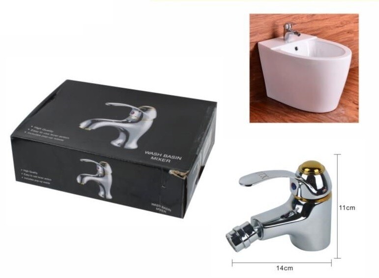 Miscelatore Rubinetto Bagno Bidet Cromato Finiture Dorate Cerchi val