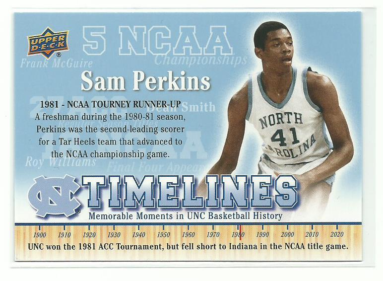 2010-11 Upper Deck North Carolina SAM PERKINS TIMELINES 1981 Card # 155
