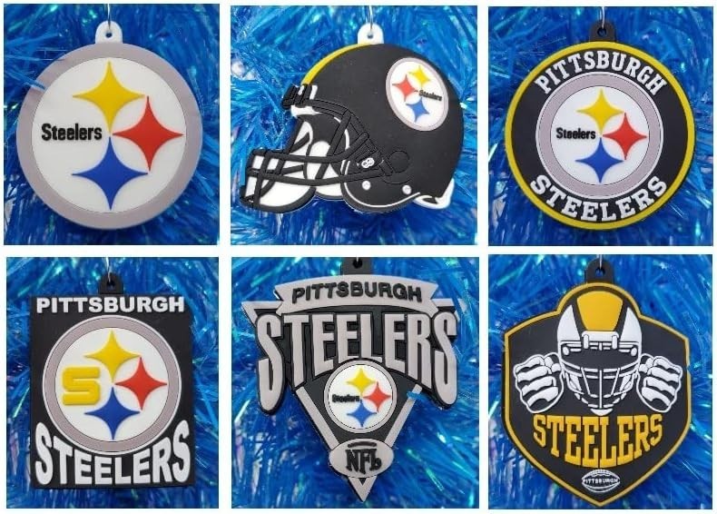 Pittsburgh Steelers Football Team 6 Piece Christmas Ornament Set