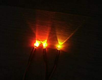 3x Flickering Light Fire Effect 0 1/8in LED Yellow Orange Red Burning Wired
