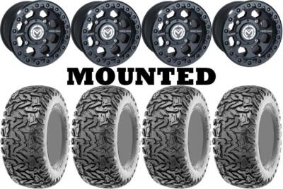 Kit 4 Maxxis Workzone Tires 26x9-12/26x11-12 on Moose 23X Matte Black Wheels 550