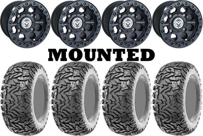 Kit 4 Maxxis Workzone Tires 25x8-12/25x10-12 on Moose 23X Matte Black Wheels VIK