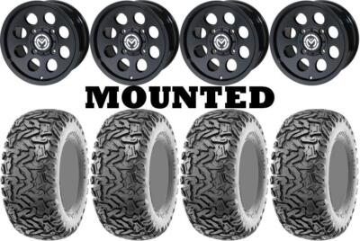 Kit 4 Maxxis Workzone Tires 26x9-12/26x11-12 on Moose 26X Black Wheels HP1K