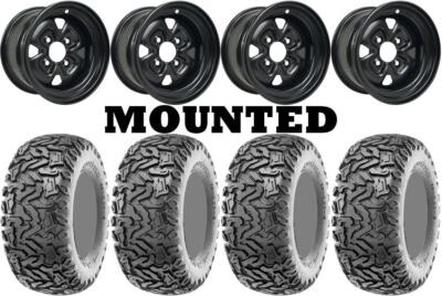 Kit 4 Maxxis Workzone Tires 25x10-12 on Moose 120X Black Wheels POL