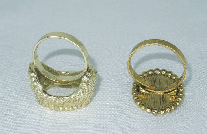 2 Ring Blanks Settings Cabochon Adjustable Antique gold & Silver Plated Brass86V