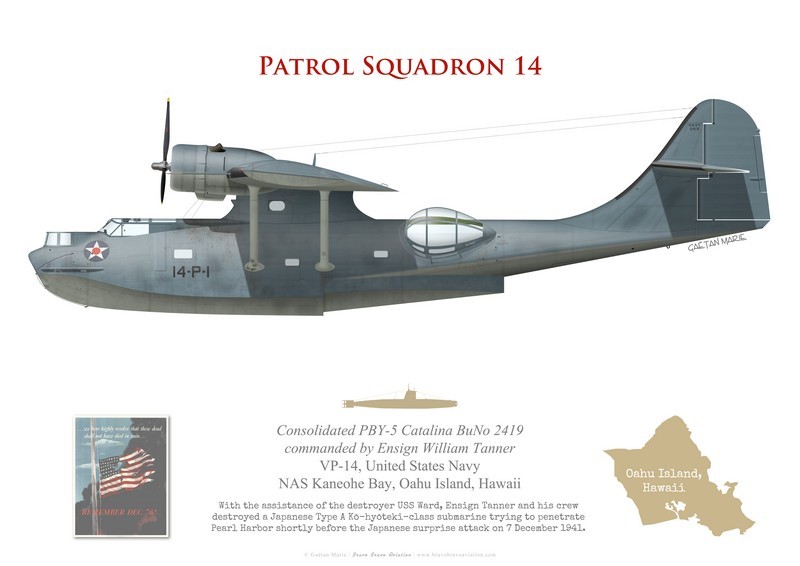 Print Pby Catalina, Ens. Tanner, Vp-14, Pearl Harbor, 7 Dec 1941(By G. Marie)