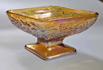 Vintage 70's Indiana ''Pineapple & Floral''  Carnival Glass Serving Dish