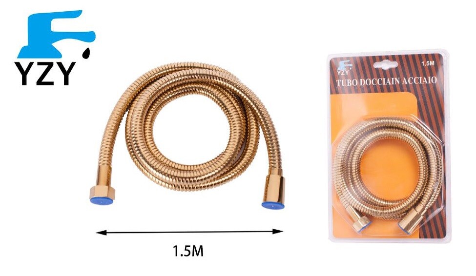 Laccio Tubo Flessibile Doccia Acciaio Dorato Universale Lunghezza 1,5mt yzy