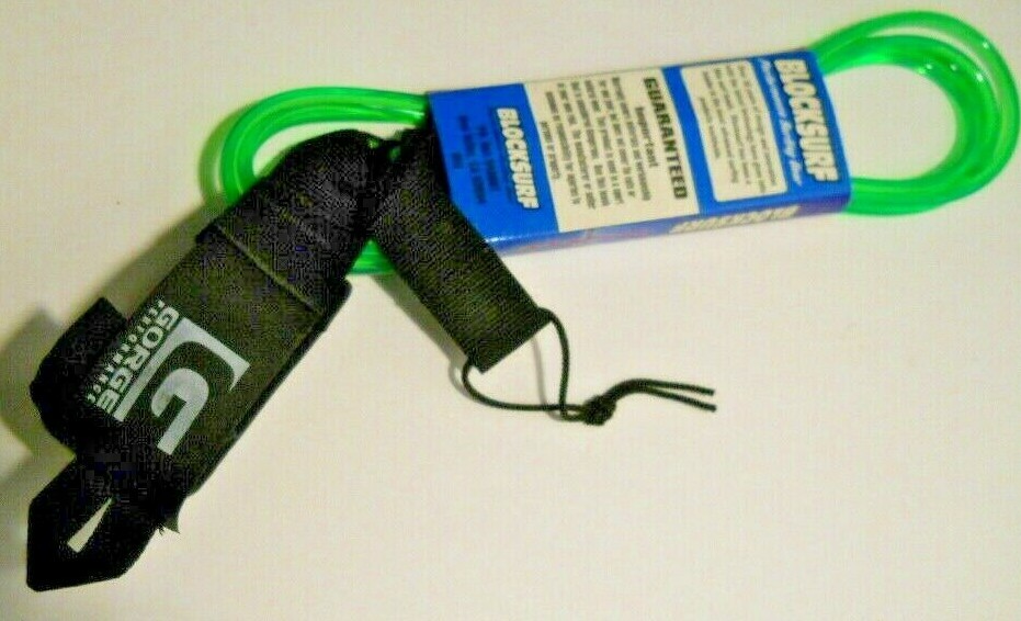 10 ft.Surfboard leash GORGEOUS GREEN by BLOCKSURF Gorge performance Made U.S.A